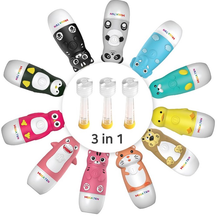 메가텐 키즈 캐릭터소닉 360도 어린이 유아 음파진동칫솔 3in1 선착순한정수량