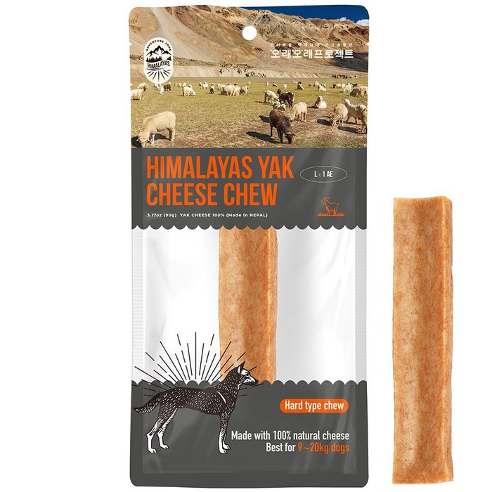 오래오래프로젝트 강아지 오래먹는 간식 히말라야 야크치즈 야크츄 L, 단일상품, 90g, 3개