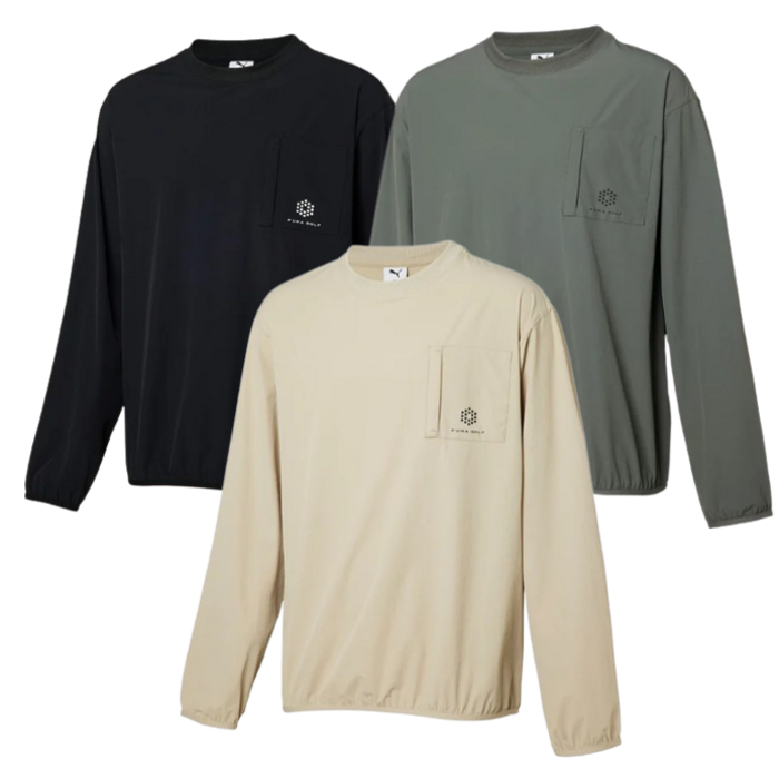 PUMA 푸마 남성 우븐 맨투맨 바람막이 티셔츠 라운딩 UV차단 골프웨어 아웃도어 활동복 햇빛 차단 티셔츠 코스트코