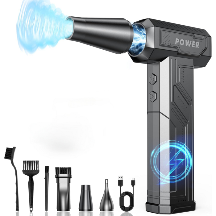 엘에스 초강력 무선 에어건 세차 캠핑 낙엽 제설 pc W18, 블랙