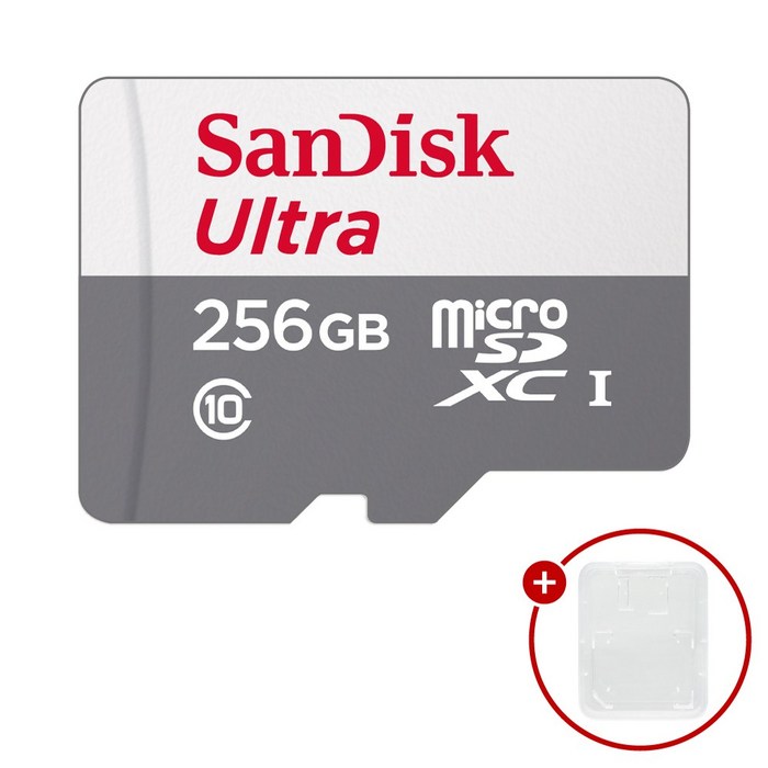 샌디스크 마이크로SD카드 울트라 SDSQUNR256GB  SD카드 케이스