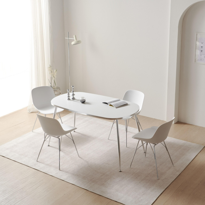 에이엘디자인 23T 퓨리 타원형 식탁 테이블 6인 1200, 1400, 1600, 실버