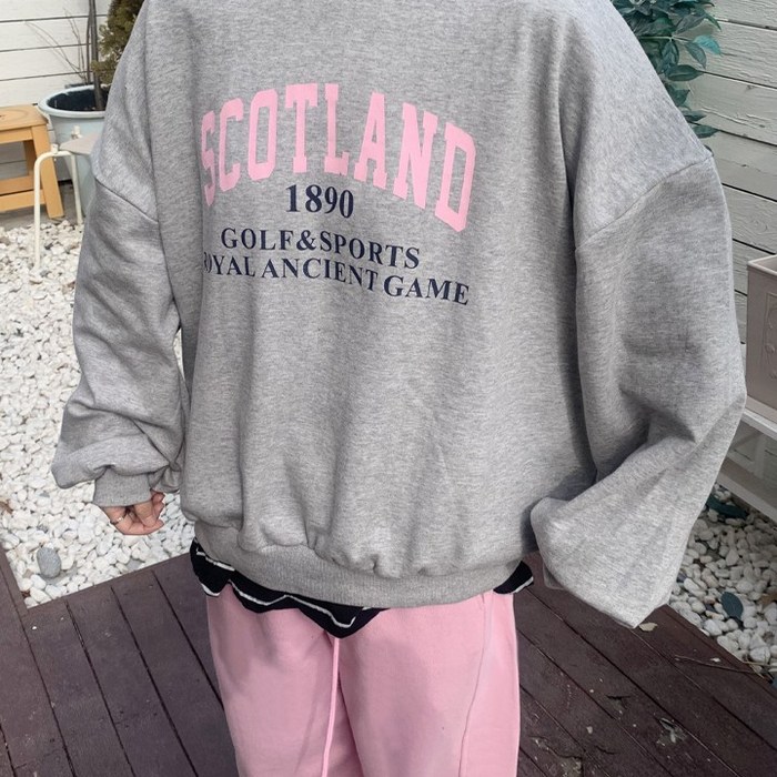 애플망고옷장 오버핏 여성 긴팔 스코틀 맨투맨