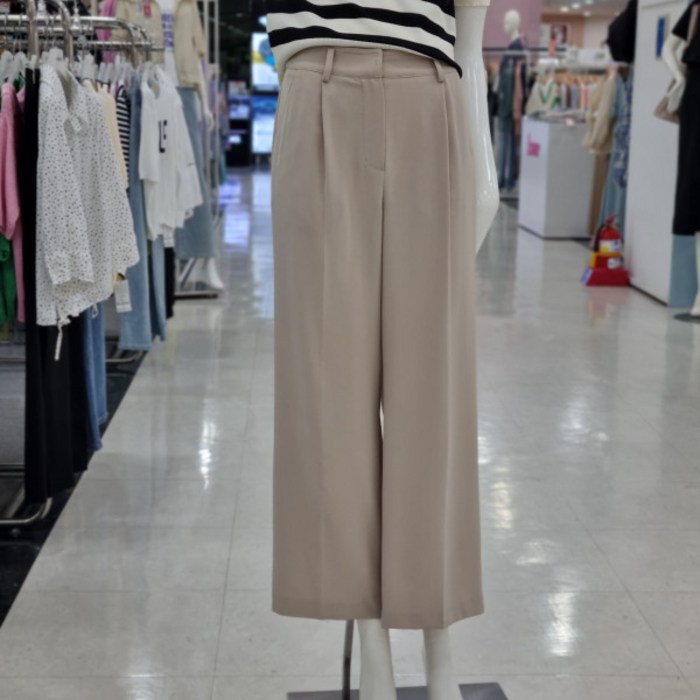 꾸즈 백밴딩폴리 원턱팬츠