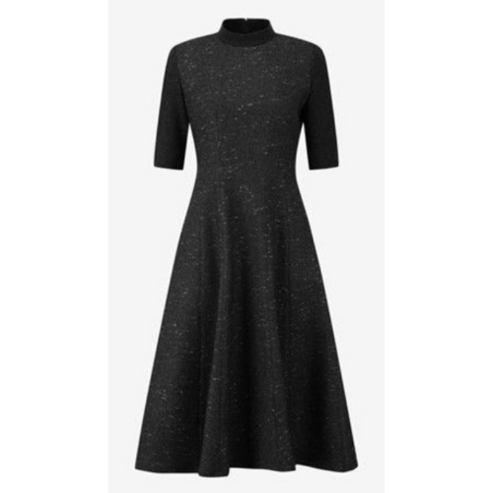 국내백화점 모조 니트 배색 플레어원피스