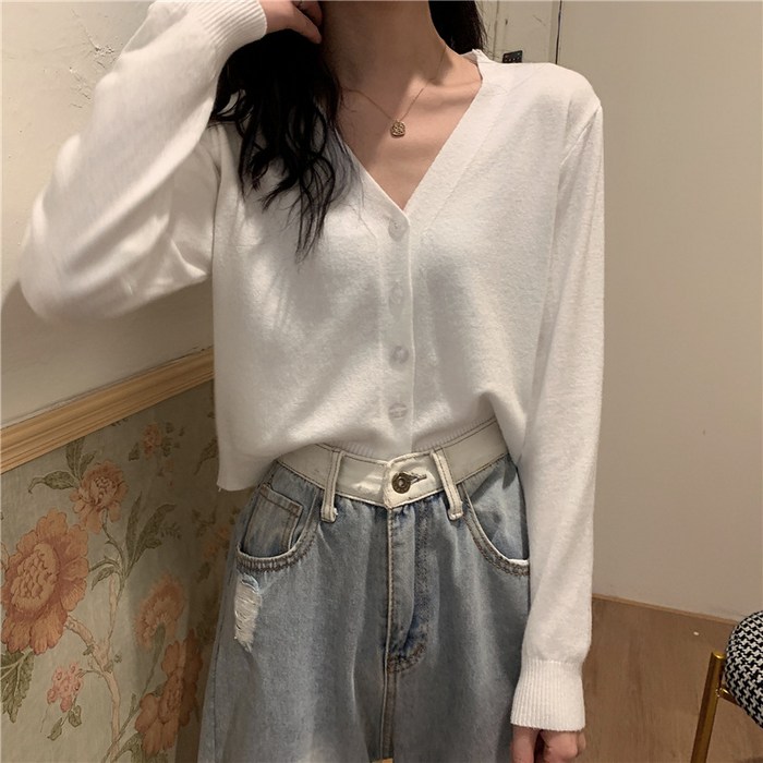 말랑킷 여성용 베이직 심플 기본 레이어드 가디건 간절기 데일리룩 꾸안꾸 브이넥 크롭 가디건 소프트 부드러운 긴팔 카디건