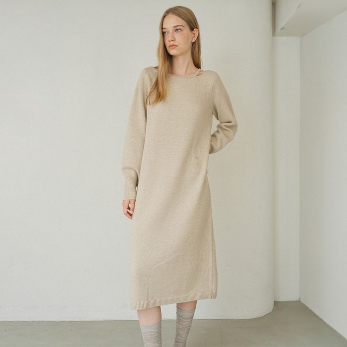 온앤온 온앤온 네크 끈 디테일 니트 원피스 NEK4WO931