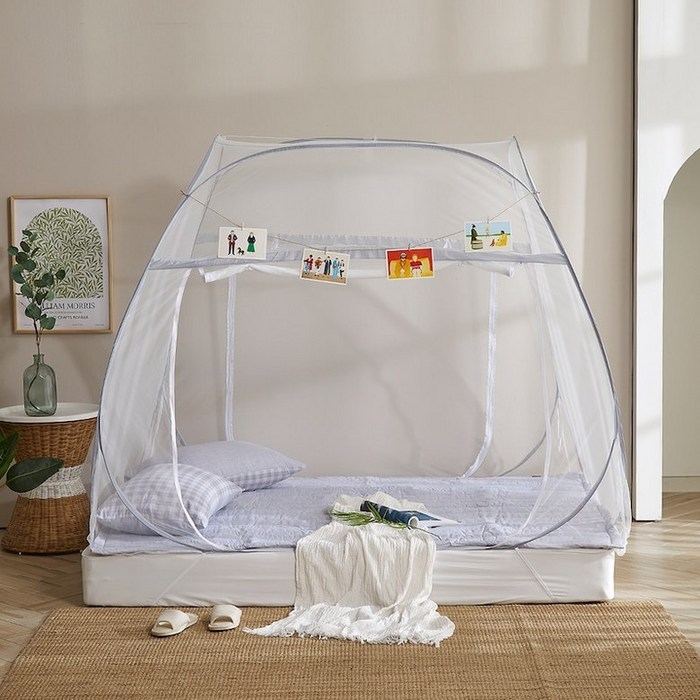 큐브형 사각 원터치 모기장 모던그레이 침대모기장 텐트형 4size