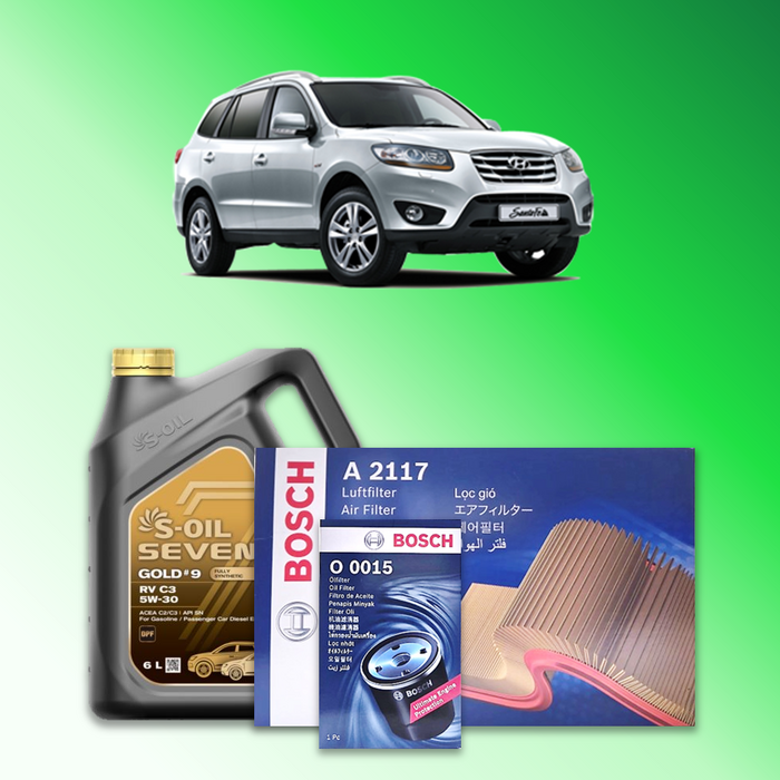 싼타페 09년 6월이전 CM 2.0 디젤 엔진오일세트 세븐골드 9 RV C3 5W30