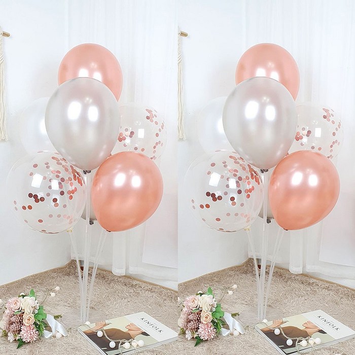 파티앤온 풍선꽂이 펄풍선 스탠드 장식 세트, 2개, 1.로즈골드 반짝