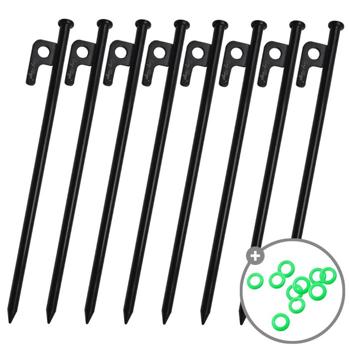 캠프빌리지 캠핑용 고강도 단조팩 텐트팩 쇠말뚝  야광링, 8개