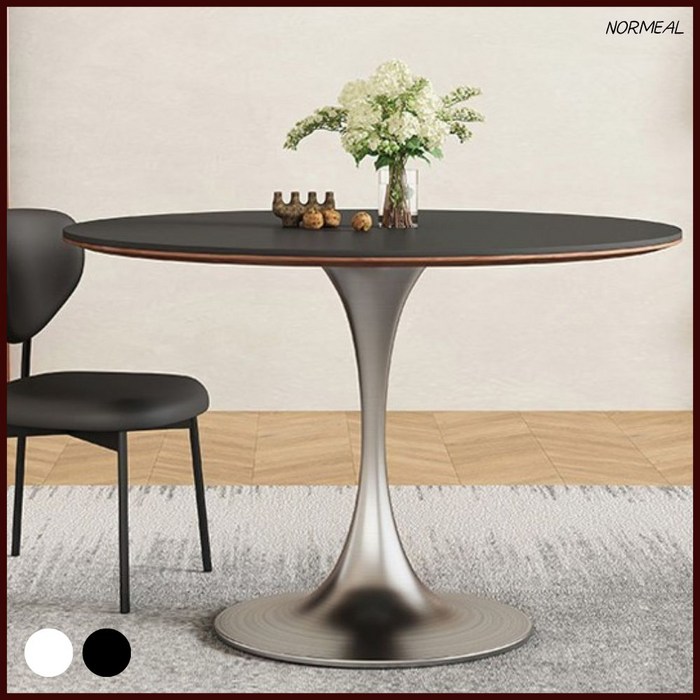 NORMEAL 하이엔드 메탈 코어 구조 세라믹 원형식탁 까페 테이블 스테인리스 화이트 블랙