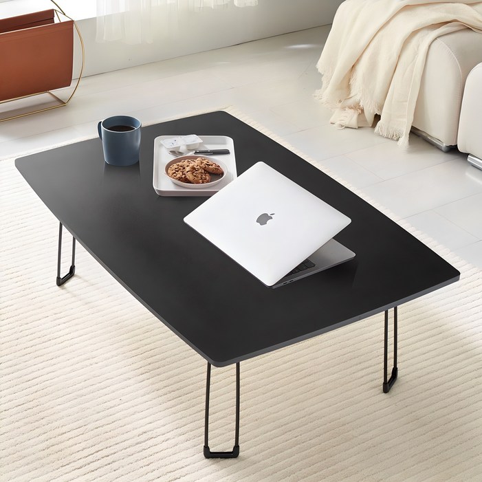 아이캔컴퍼니 국내생산 유러피안 LPM 라운드 접이식테이블 대  다리 보호캡, 블랙