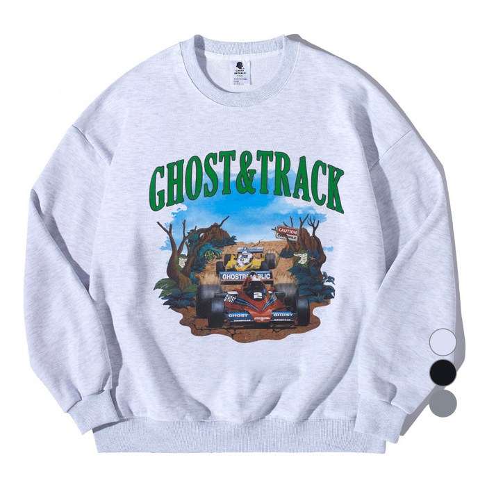 고스트리퍼블릭 남녀공용 레이스 트랙 빈티지 프린팅 오버핏 쭈리 맨투맨 GMT-146