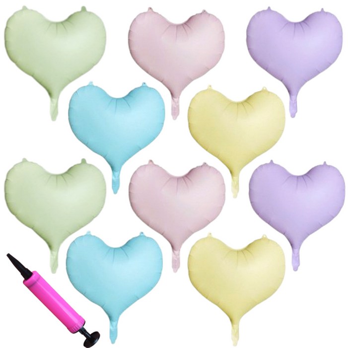 엘로템즈 무광 하트 은박 파티풍선 50 x 50 cm 5종 x 2p 세트