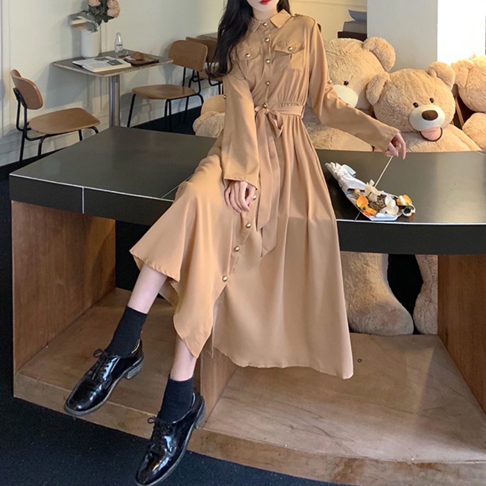 메이첼 카라넥 포켓 가을 주린 롱 원피스 01409 빅사이즈 포함