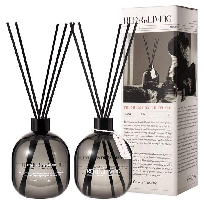 허브앤리빙 홈 디퓨저, 시그니처우디, 520ml, 2개