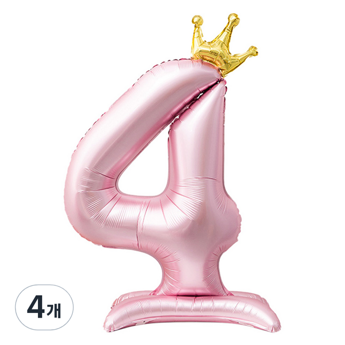 인블룸 대형 왕관 숫자 스탠드 파티풍선 4, 핑크, 4개