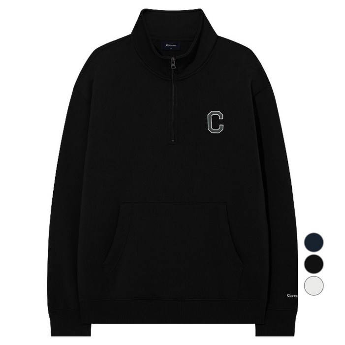 커버낫 남녀공용 C로고 하프집업 맨투맨
