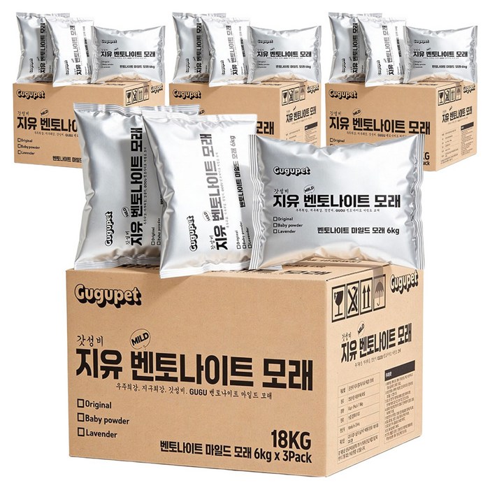 구구펫 고양이 마일드 벤토나이트 모래, 6kg, 12개, 무향