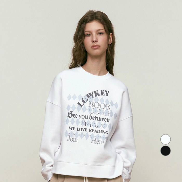 키르시 여성용 로우키 북클럽 아가일 패턴 스웻셔츠