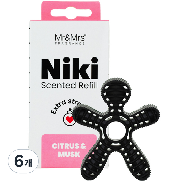 미스터앤미세스 니키 차량용 방향제 리필, 6개, 시트러스머스크