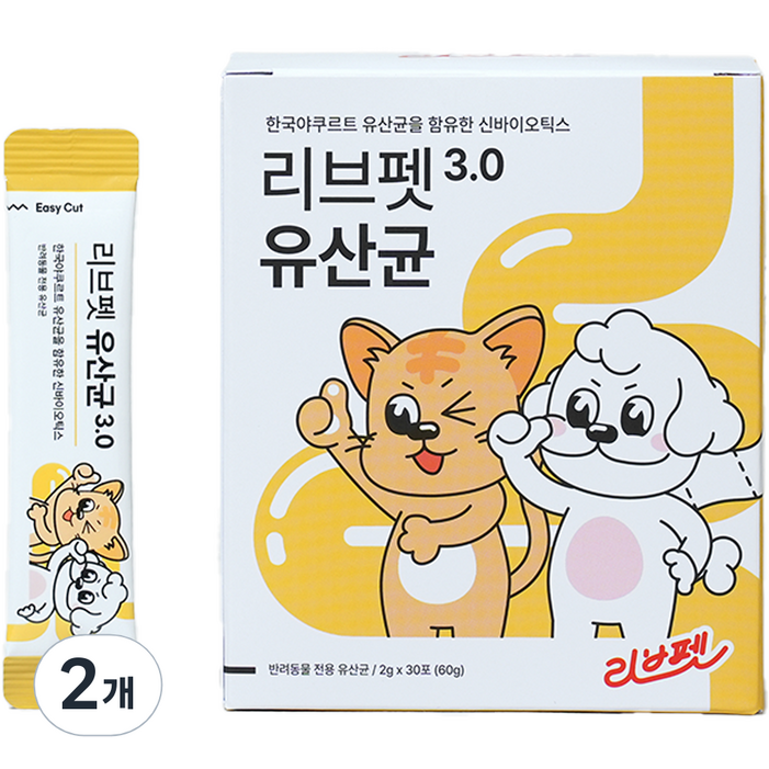 리브펫 반려동물 3.0 영양제, 60g, 장건강유산균, 2개