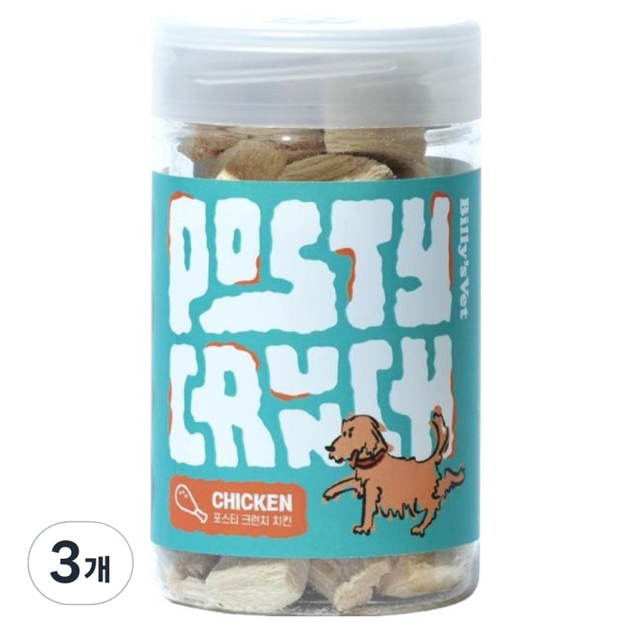 빌리스벳 강아지 포스티 크런치 치킨, 65g, 3개, 치킨맛