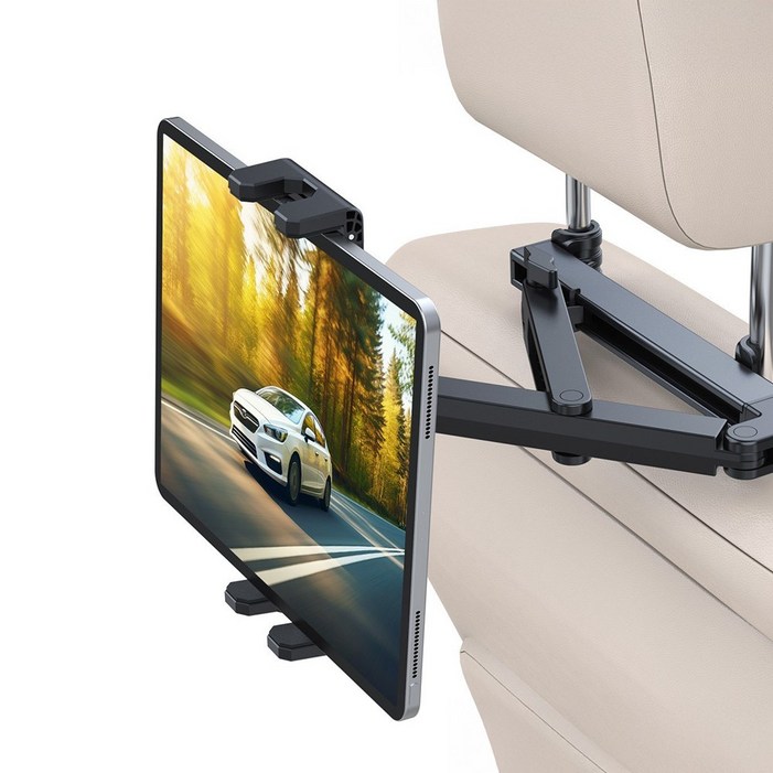클레미엄 철제 튼튼한 차량용 헤드레스트 삼중고정 휴대폰 태블릿 초대형 아빠 거치대, 1개