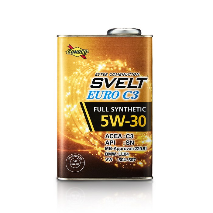 수노코SUNOCO 스벨트 수입차 외제차 합성 엔진오일유럽 승인규격 C3 5W30 1L, 5W30, 1개, 1L, 5w30