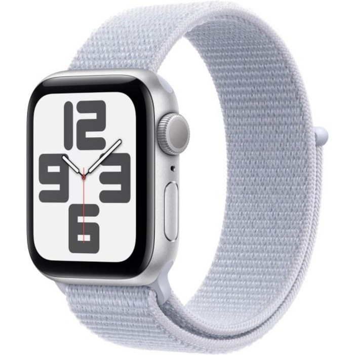 애플 워치 SE 2세대 GPS 40mm 스마트워치 실버 알루미늄 케이스와 겨울 블루 스포츠 루프. 피트니스 및 수면 추적기 충돌 감지 심박수 모니터 탄소 중립