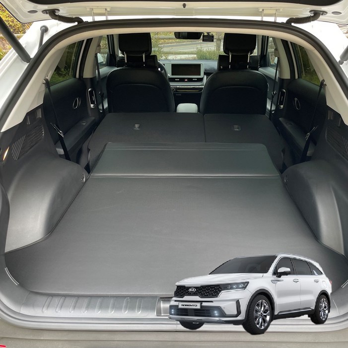 설레노 쏘렌토MQ4 6인승 전용 트렁크매트 평탄화 일체형 차박매트, 블랙