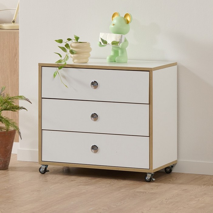 리드로퍼니처 온드 이동식 서랍 수납장 침대 협탁 사이드 소파 테이블, 화이트자작엣지