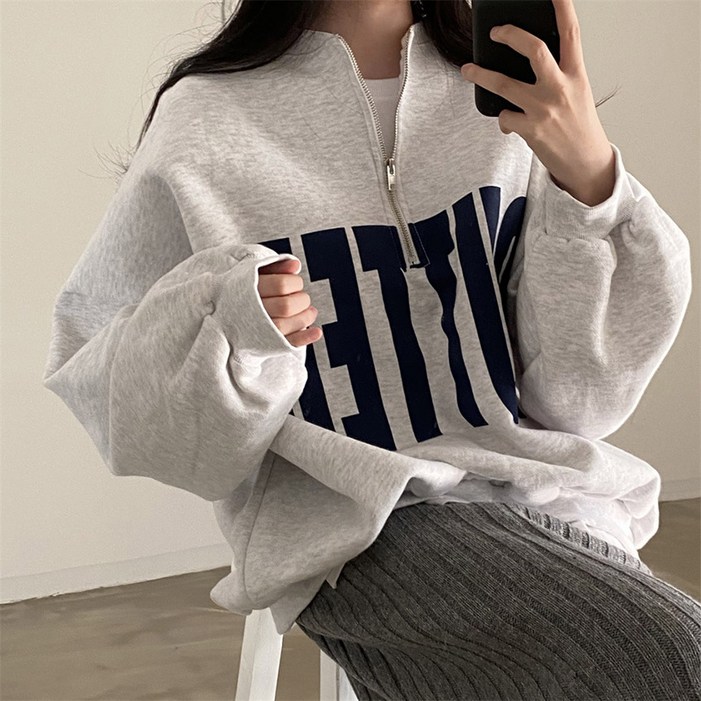 오버핏컬러집업맨투맨