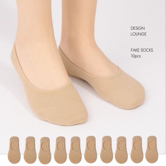 8월 파격 할인 디자인라운지 여성용 완벽한 착용감 앞코 보강 페이크삭스 10켤례