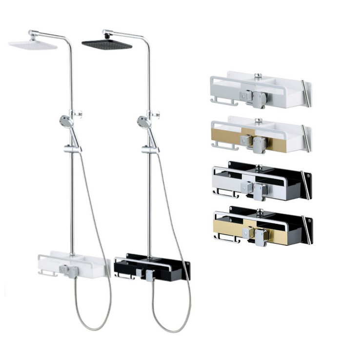 셀프리빙 심플 선반형 해바라기 샤워기 수전 본체 무타공 셀프영상 설치가능,, 화이트, 1개