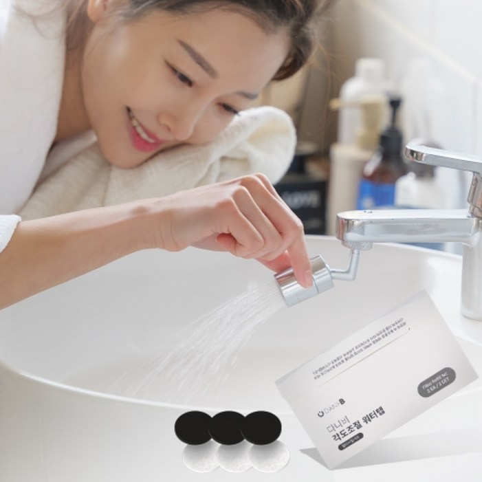 다니비 회전식 720도 수도꼭지 각도조절 워터탭 필터 3p 세트, 1세트