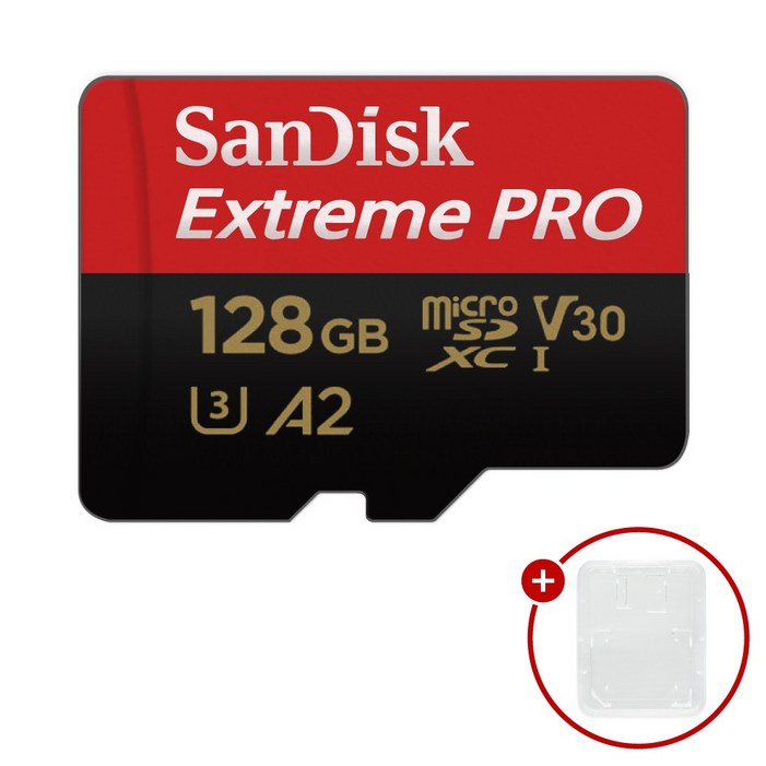 샌디스크 마이크로SD카드 Extreme PRO 익스트림 프로 SDSQXCD128GB SD카드 케이스