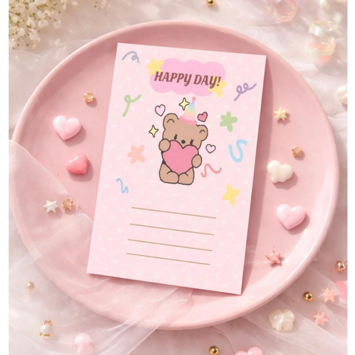 생일 축하 스티커  어린이집 단체 포장 어린이 선물 유치원 답례품 핑크