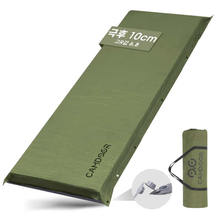 CAMDOOR 자충매트 방수 두꺼운 에어매트 연결 가능 캠핑 매트 10cm, 그린