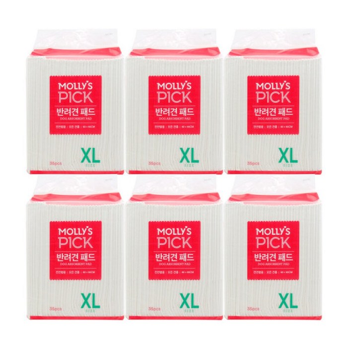 몰리스픽 반려견 패드 XL 35매 x 6팩 묶음