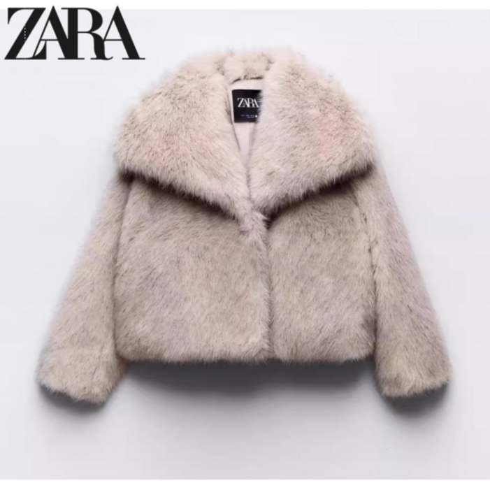 자라 ZARA 인조 모피 숏 자켓 페이크퍼 퍼 코트