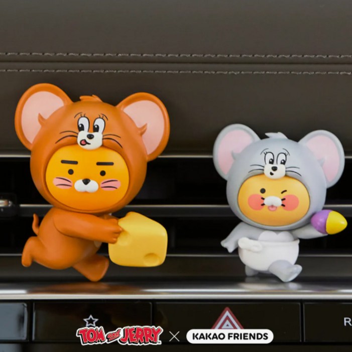 톰과 제리X카카오프렌즈 차량용방향제라이언춘식이 세트 송풍구형