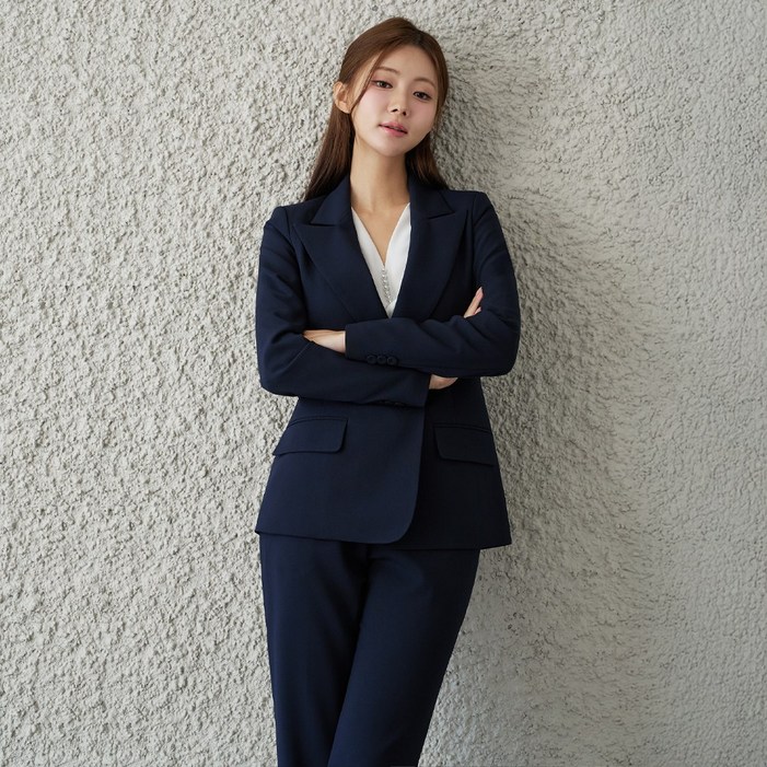 날씬해보이는 여성 정장 셋업 슬림핏 수트 세트 사계용 에고스