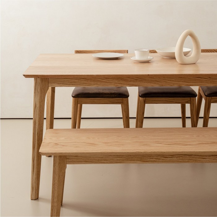 존오크 원목 6인식탁 내추럴 우드 대형 식탁