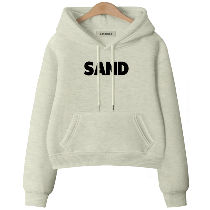 ANSANGSA 샌드 여성 semi크롭 루즈핏 후드 스웨트셔츠