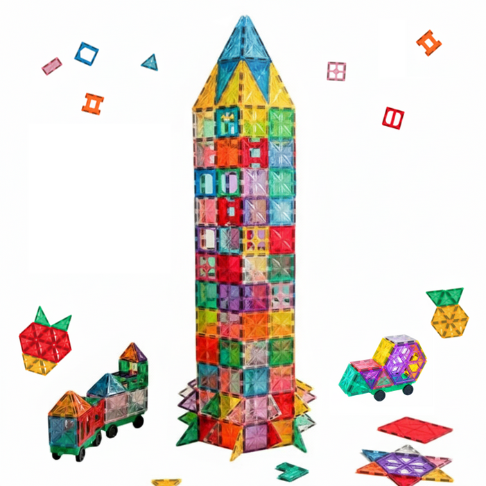 맥킹덤 맥타일즈 자석 블럭 교구 타일 보관함 유아 어린이 장난감, 혼합색상, 200피스