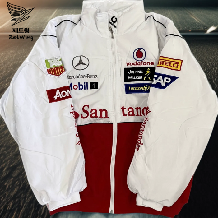 F1 자켓 레이싱 빈티지 아메리칸 오버핏 점퍼 자수 로고 남여 공용 화이트 바람막이 제트윙