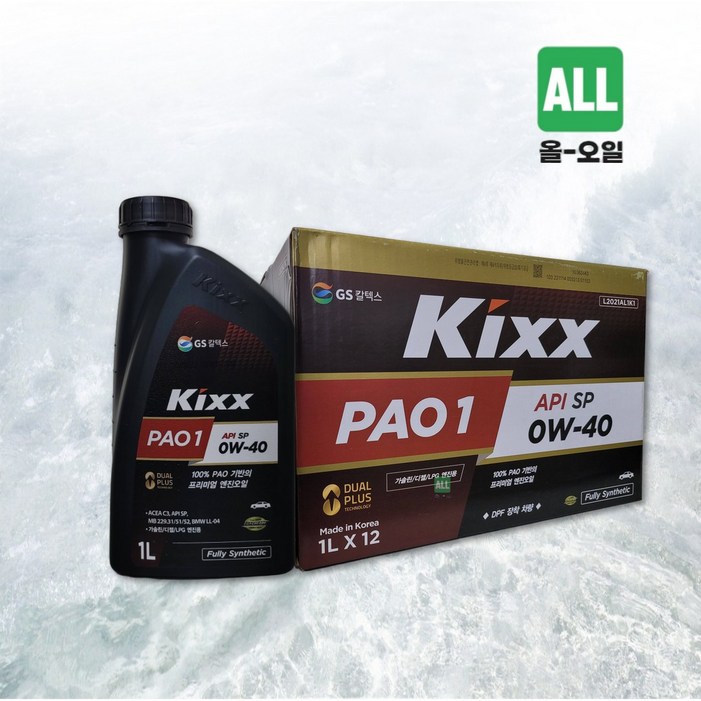 GS칼텍스 킥스파오 원 KIXX PAO1 엔진오일차량용전체엔진0W30, 12개, 1L, 0w40
