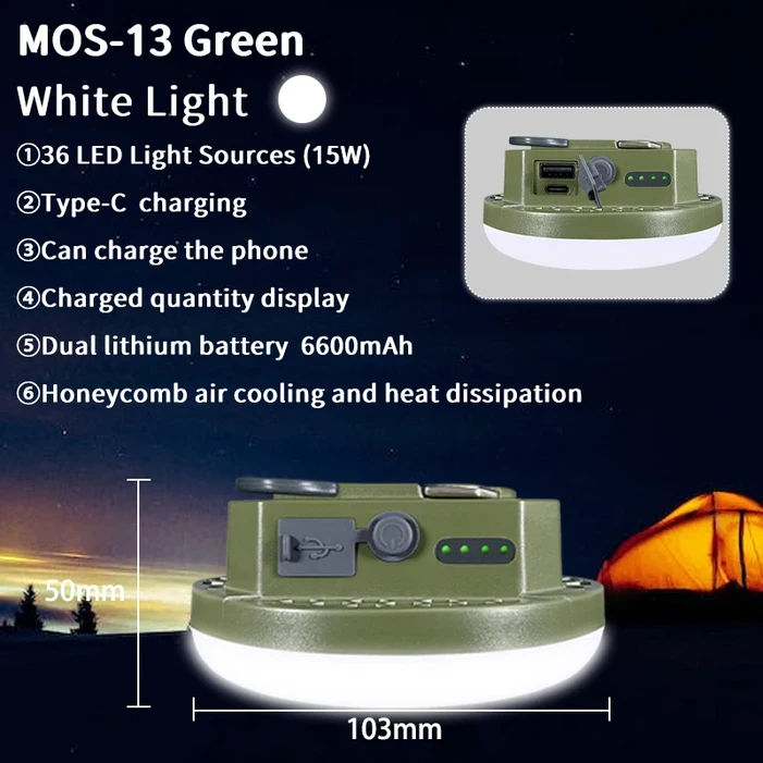 충전식 캠핑랜턴 MOSLIGHTING 9900maH LED 야외 캠핑 호환용 램프 충전 텐트 고출력 강광 손전등 IP66 방수 낚시 Typec 충전식 슈퍼 광원 자석 휴대용 횃불